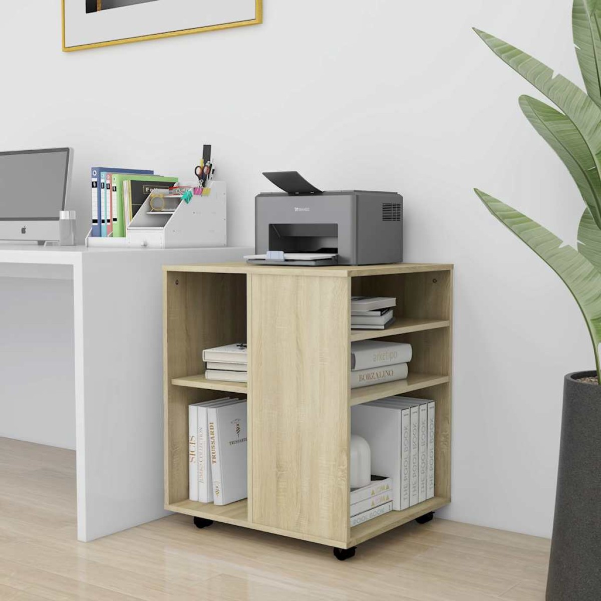 vidaXL Ντουλάπι Τροχήλατο Sonoma Δρυς 60x53x72 εκ. Μοριοσανίδα