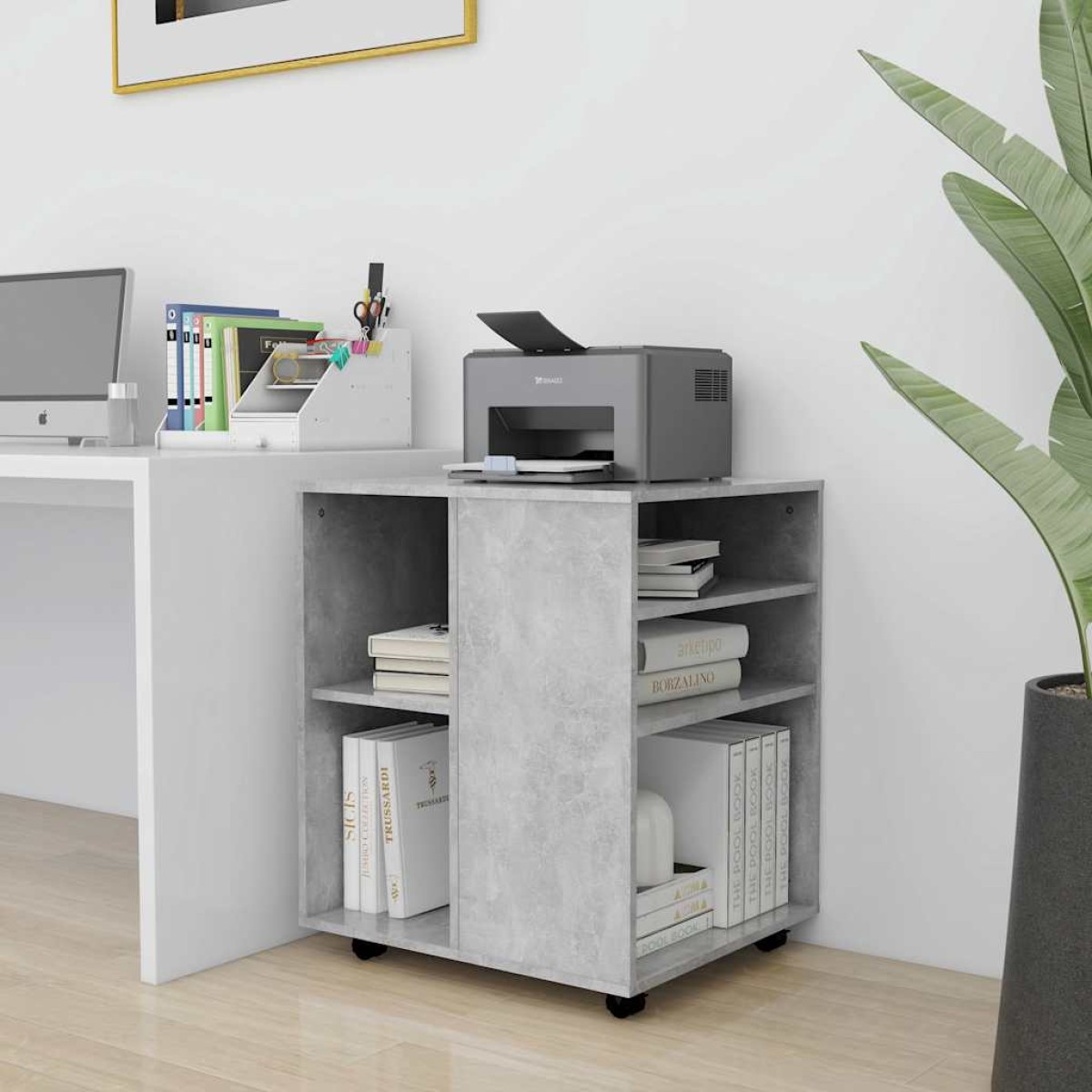 vidaXL Ντουλάπι Τροχήλατο Γκρι Σκυροδέματος 60x53x72 εκ. Μοριοσανίδα