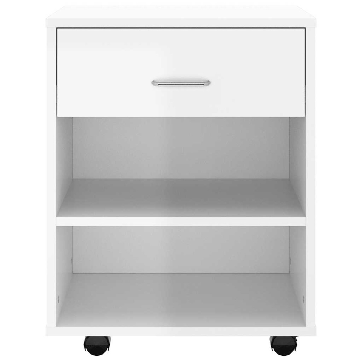 vidaXL Ντουλάπι Τροχήλατο Λευκό Γυαλ. 46 x 36 x 59 εκ. από Μοριοσανίδα