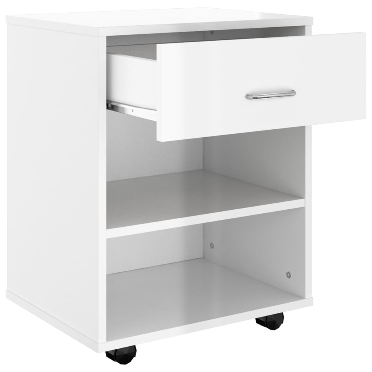 vidaXL Ντουλάπι Τροχήλατο Λευκό Γυαλ. 46 x 36 x 59 εκ. από Μοριοσανίδα