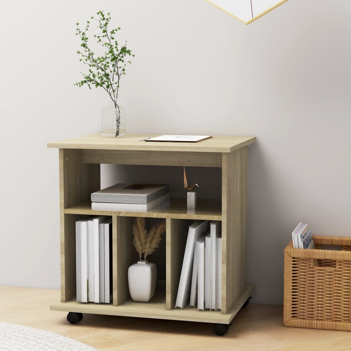 vidaXL Ντουλάπι Τροχήλατο Sonoma Δρυς 60 x 45 x 60 εκ. από Μοριοσανίδα