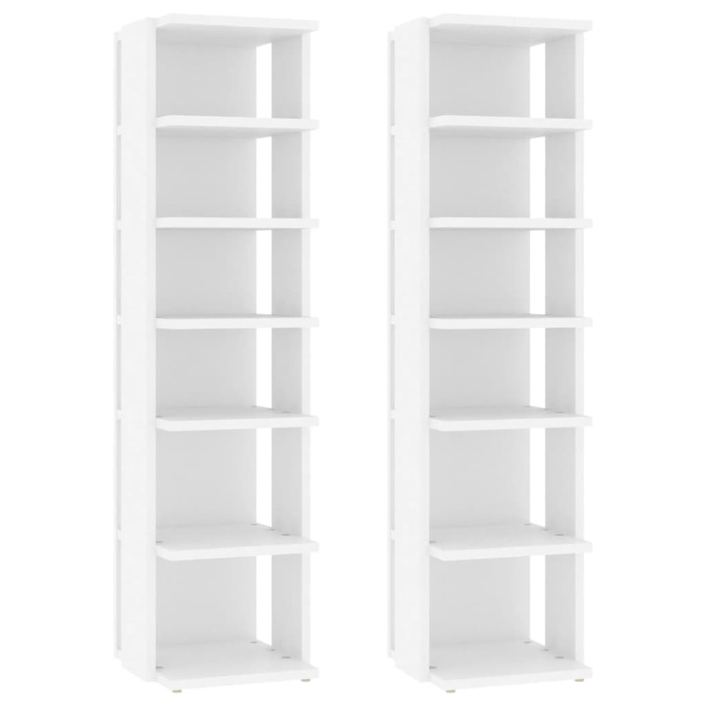 vidaXL Παπουτσοθήκες 2 τεμ. Λευκές 27,5x27x102 εκ. Επεξεργασμένο Ξύλο