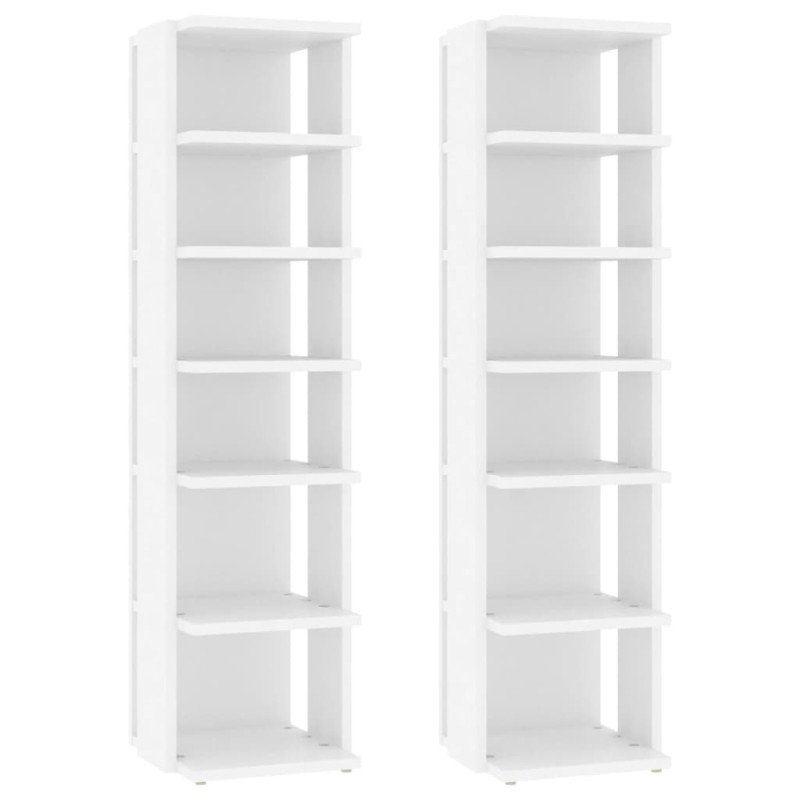 vidaXL Παπουτσοθήκες 2 τεμ. Λευκές 27,5x27x102 εκ. Επεξεργασμένο Ξύλο
