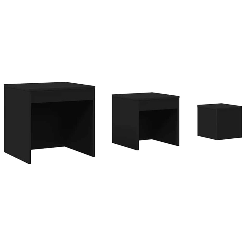 vidaXL Τραπεζάκια Ζιγκόν 3 τεμ. Μαύρα από Επεξεργασμένο Ξύλο