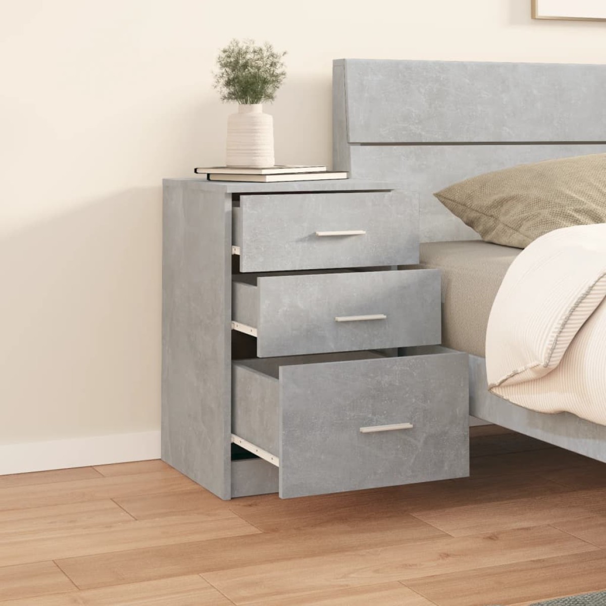 vidaXL Κομοδίνο Γκρι Σκυροδέματος 40 x 40 x 63 εκ. Επεξεργασμένο Ξύλο