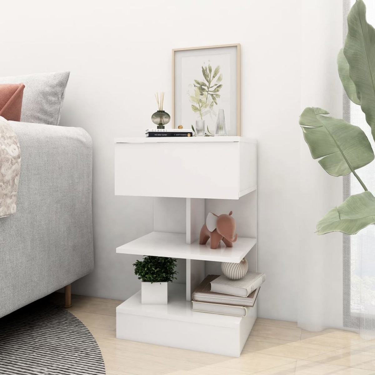vidaXL Κομοδίνο Λευκό 40 x 35 x 65 εκ. από Μοριοσανίδα