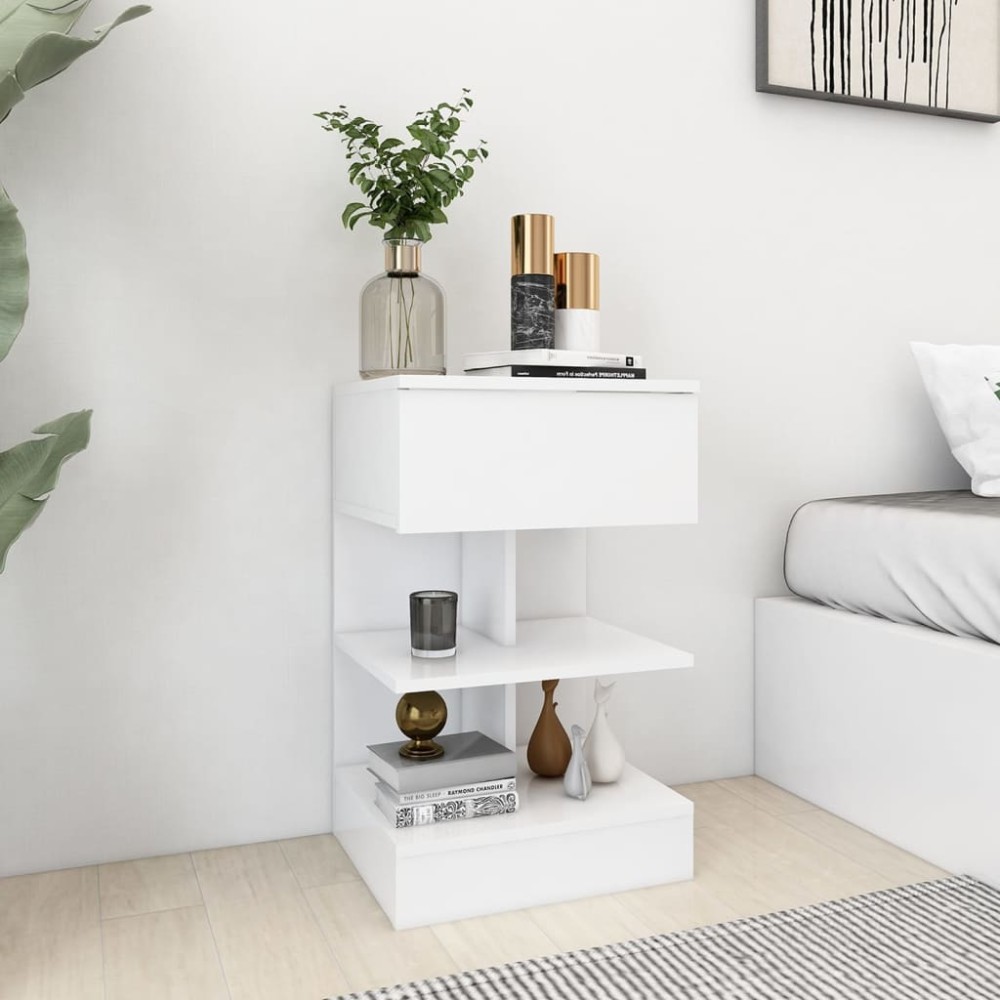 vidaXL Κομοδίνα 2 τεμ. Λευκά 40 x 35 x 65 εκ. από Επεξ. Ξύλο
