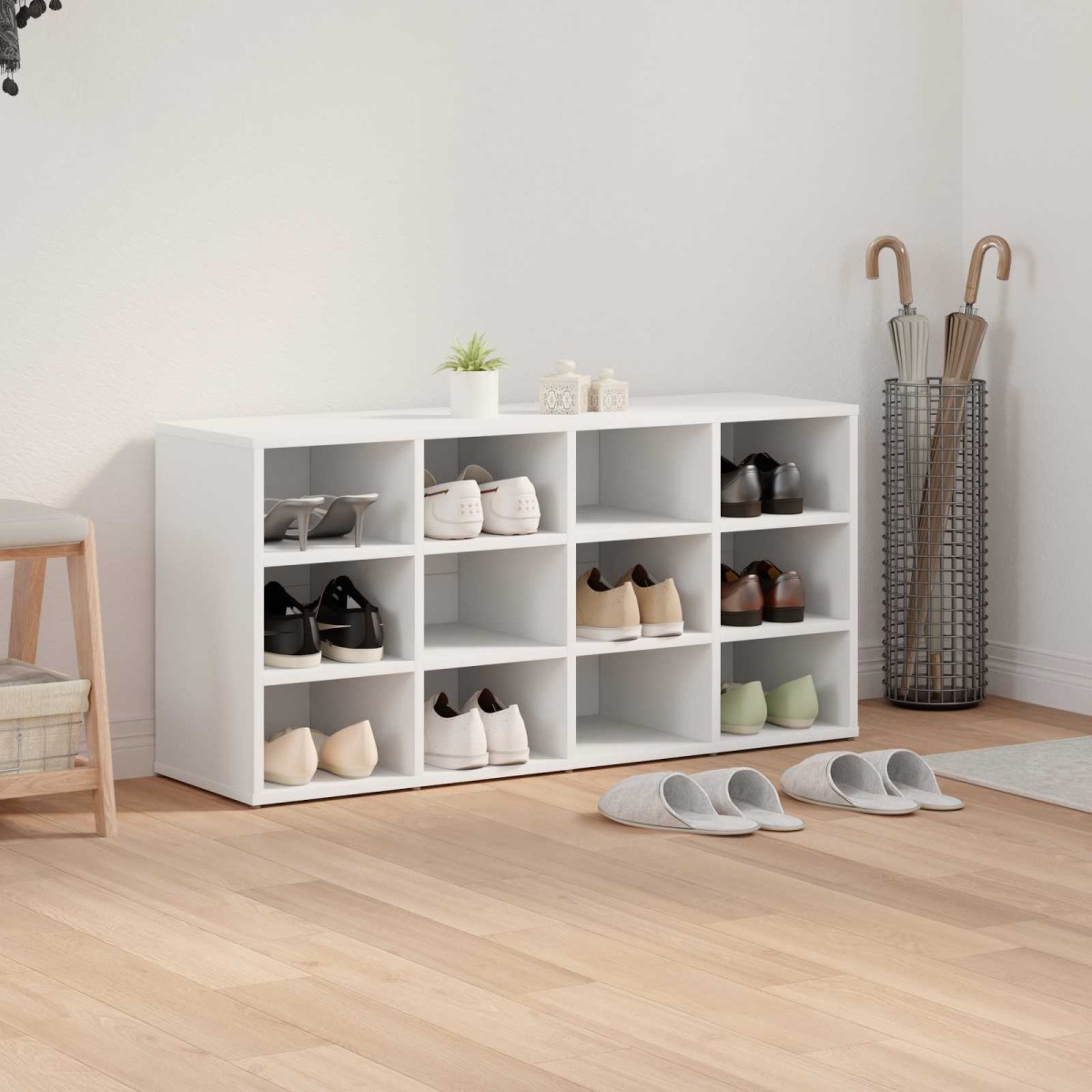 vidaXL Ντουλάπα Παπουτσιών 103 x 30 x 51 εκ. Επεξεργασμένο Ξύλο Λευκό
