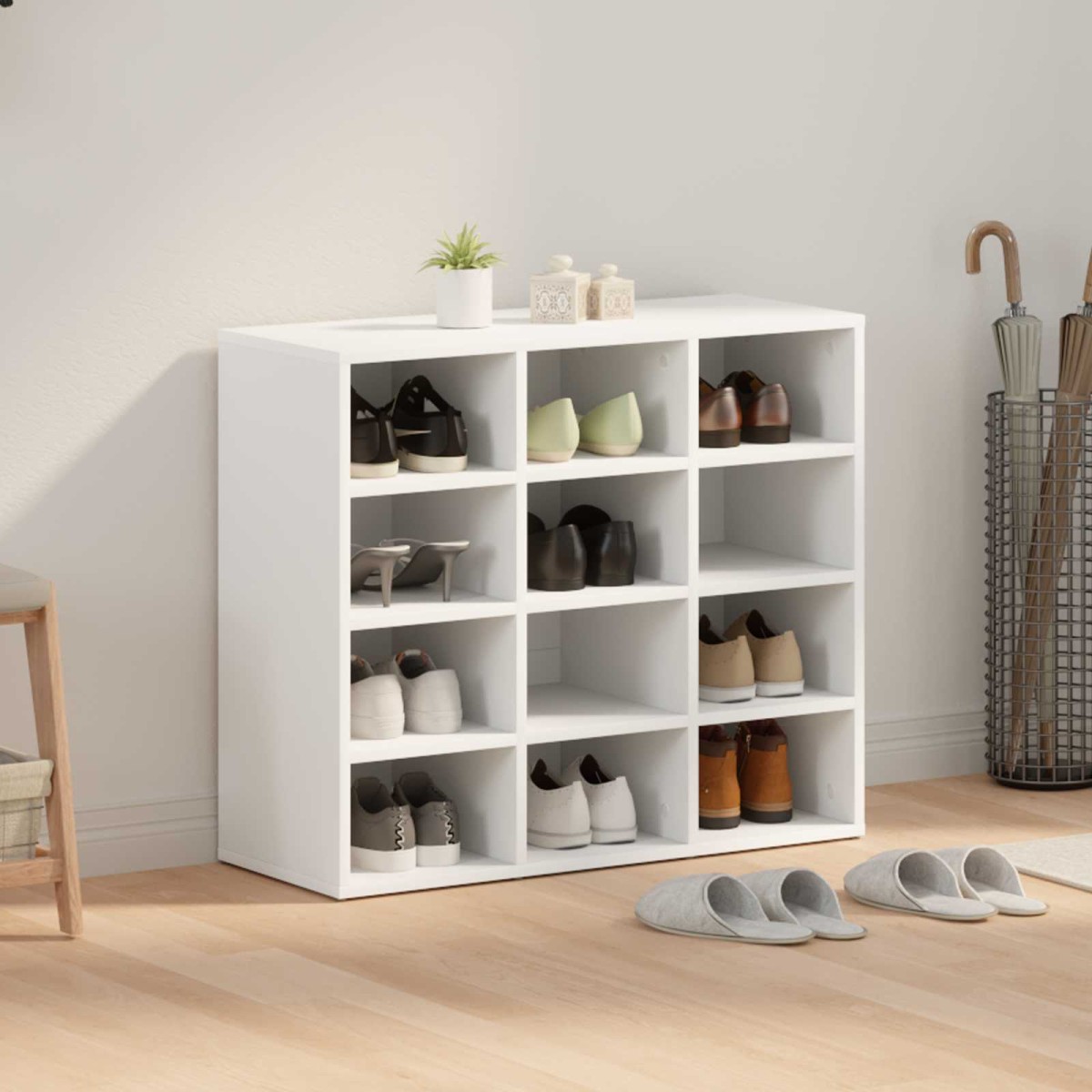 vidaXL Ντουλάπα Παπουτσιών 77,5 x 30 x 67 εκ. Επεξεργασμένο Ξύλο Λευκό