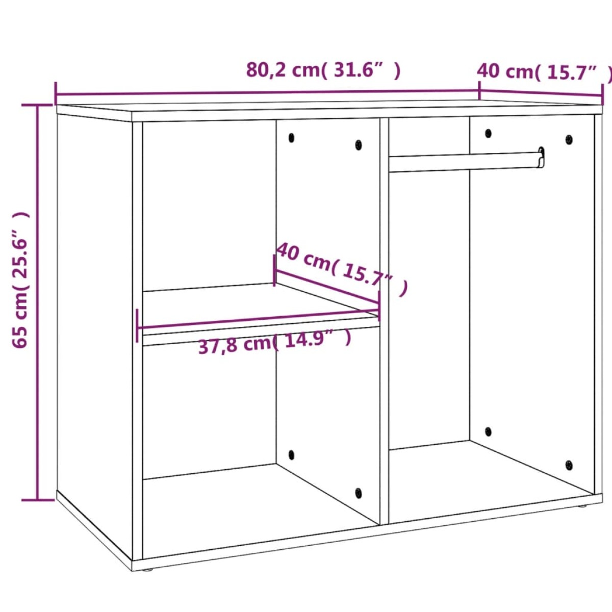 vidaXL Ντουλάπι Γυαλιστερό Sonoma Δρυς 80x40x65εκ.Επεξεργασμένο Ξύλο