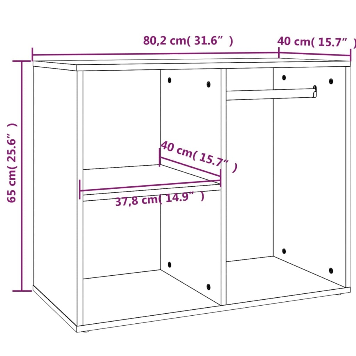 vidaXL Ντουλάπι Γυαλιστερό Λευκό 80 x 40 x 65 εκ. Επεξεργασμένο Ξύλο