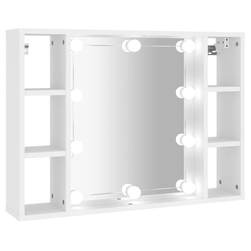 vidaXL Έπιπλο Καθρέπτη με LED Λευκό 76 x 15 x 55 εκ.