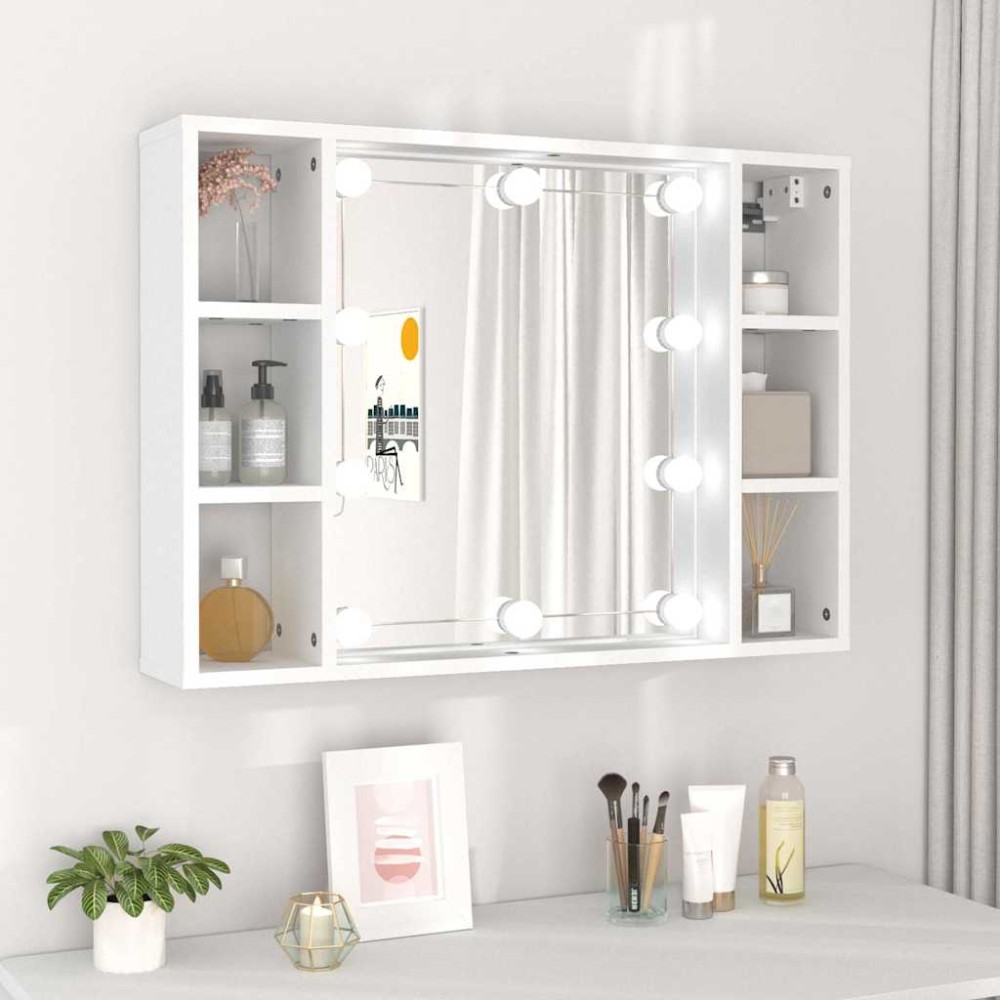 vidaXL Έπιπλο Καθρέπτη με LED Λευκό 76 x 15 x 55 εκ.
