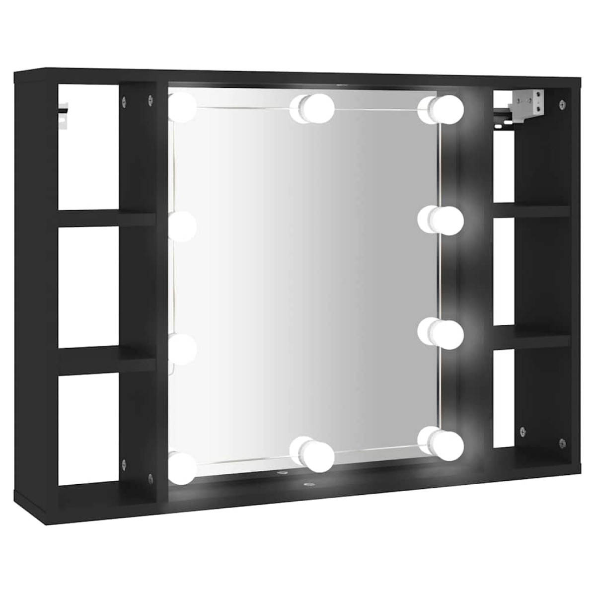 vidaXL Έπιπλο Καθρέπτη με LED Μαύρο 76 x 15 x 55 εκ.