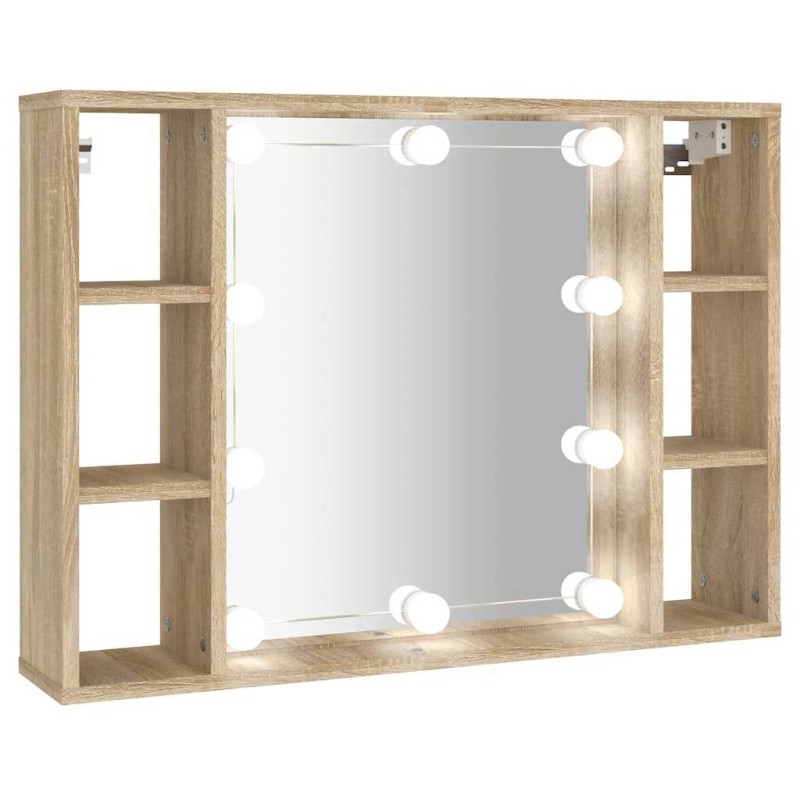 vidaXL Έπιπλο Καθρέπτη με LED Sonoma Δρυς 76 x 15 x 55 εκ.