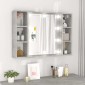 vidaXL Έπιπλο Καθρέπτη με LED Γκρι Σκυροδέματος 76 x 15 x 55 εκ.