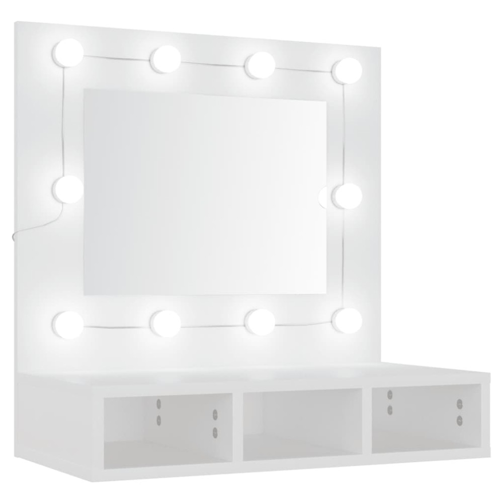 vidaXL Έπιπλο Καθρέπτη με LED Λευκό 60 x 31,5 x 62 εκ.