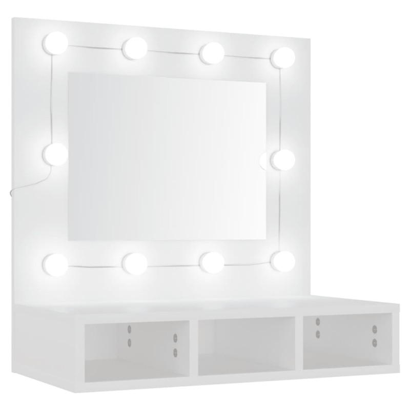 vidaXL Έπιπλο Καθρέπτη με LED Λευκό 60 x 31,5 x 62 εκ.