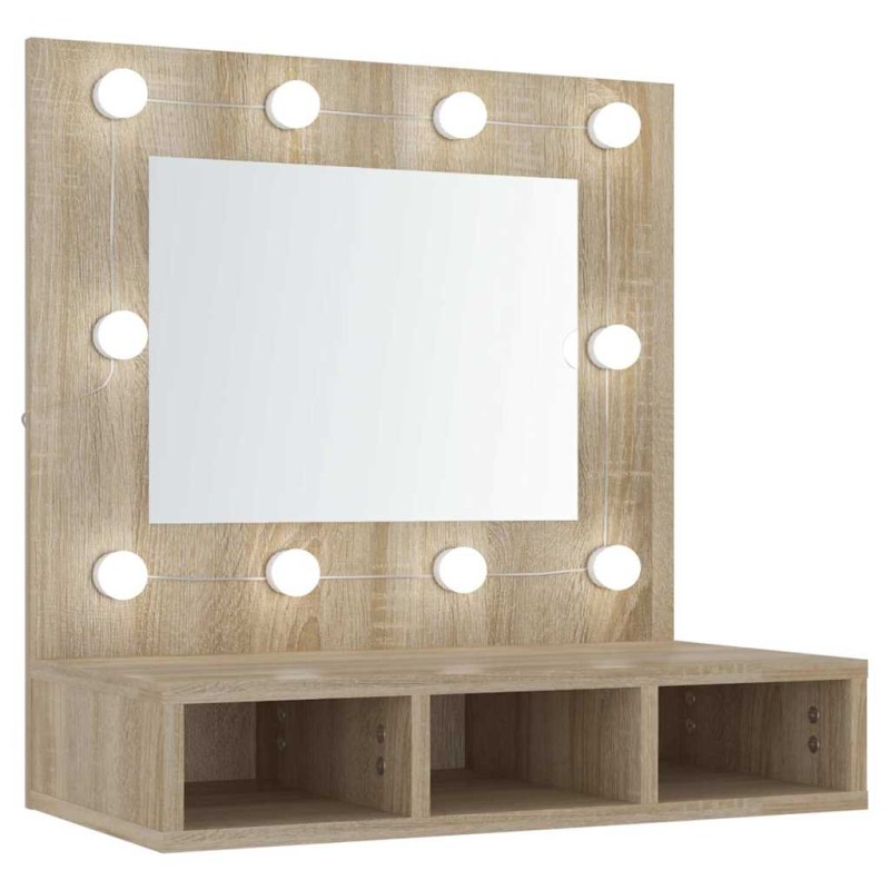 vidaXL Έπιπλο Καθρέπτη με LED Sonoma Δρυς 60 x 31,5 x 62 εκ.
