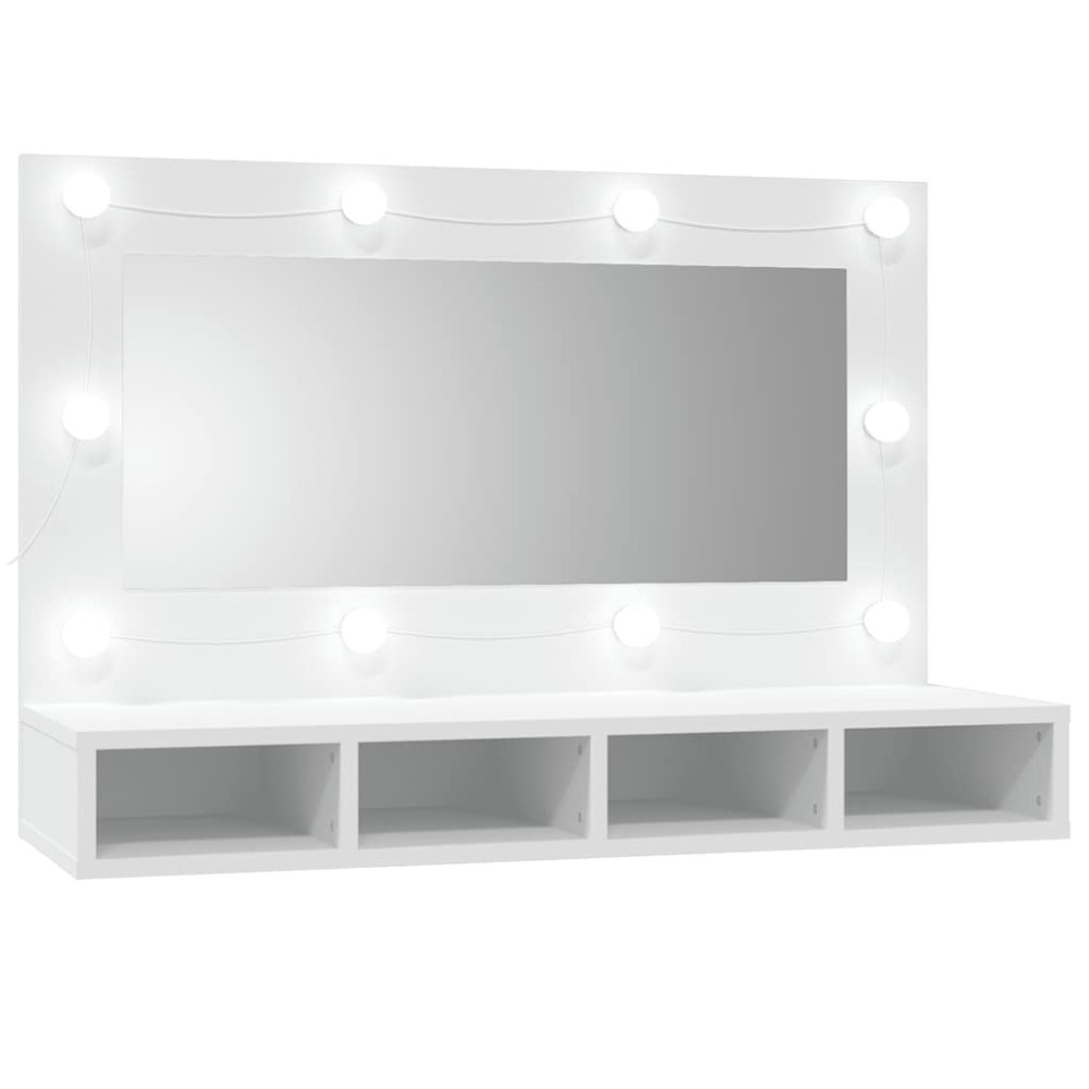 vidaXL Έπιπλο Καθρέπτη με LED Λευκό 90x31,5x62 εκ.