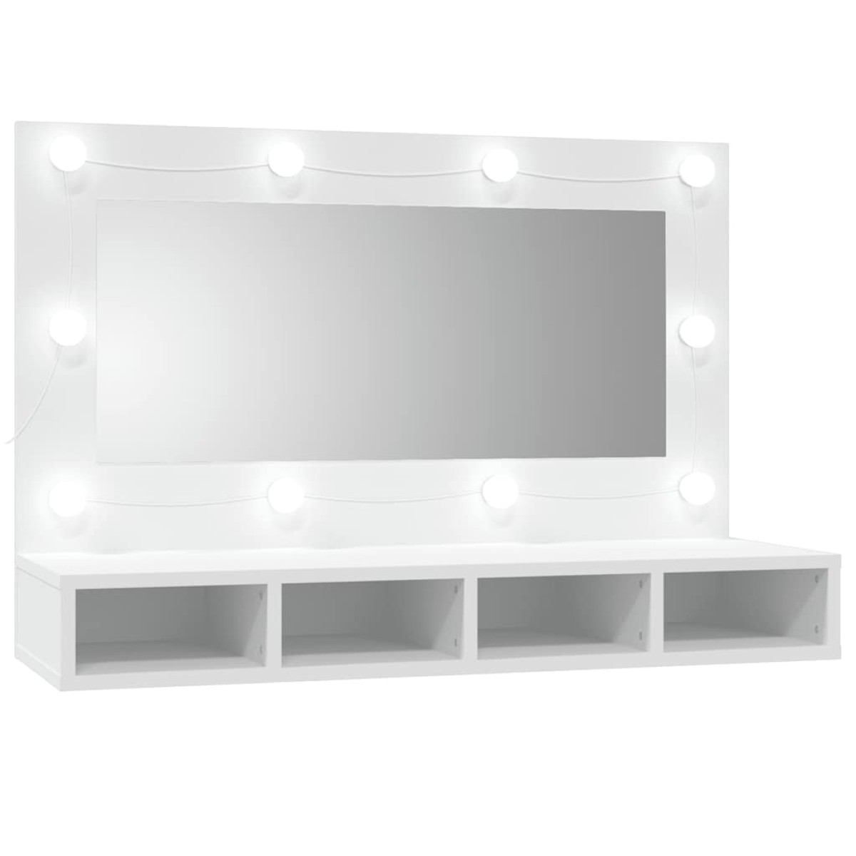 vidaXL Έπιπλο Καθρέπτη με LED Λευκό 90x31,5x62 εκ.