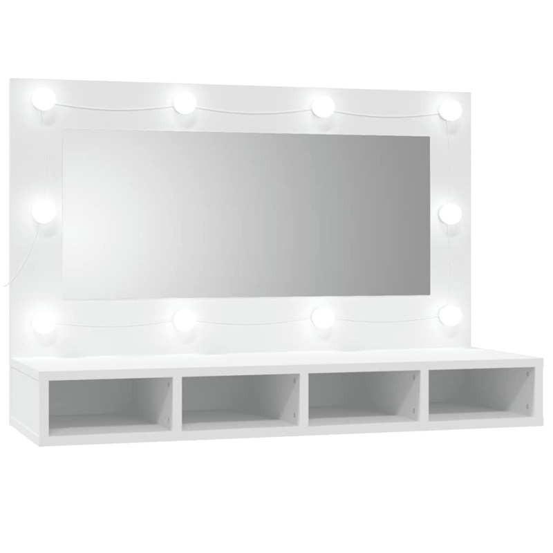 vidaXL Έπιπλο Καθρέπτη με LED Λευκό 90x31,5x62 εκ.
