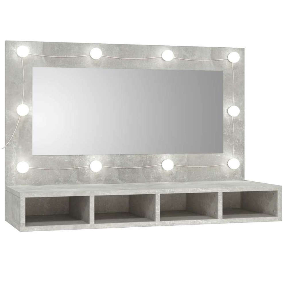 vidaXL Έπιπλο Καθρέπτη με LED Γκρι Σκυροδέματος 90x31,5x62 εκ.
