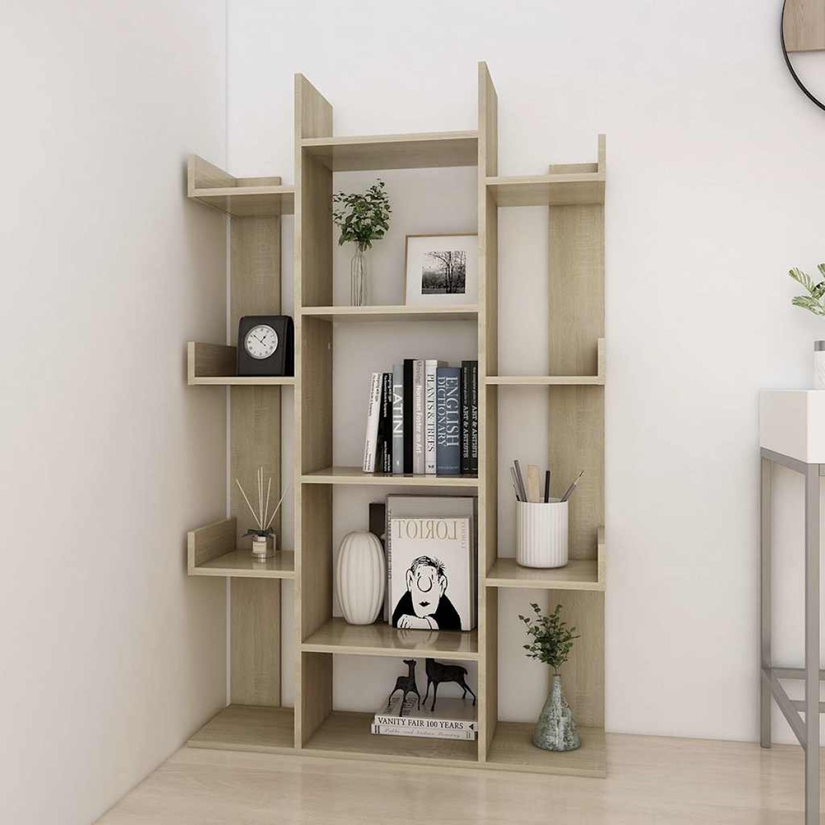vidaXL Βιβλιοθήκη Sonoma Δρυς 86 x 25,5 x 140 εκ. από Μοριοσανίδα