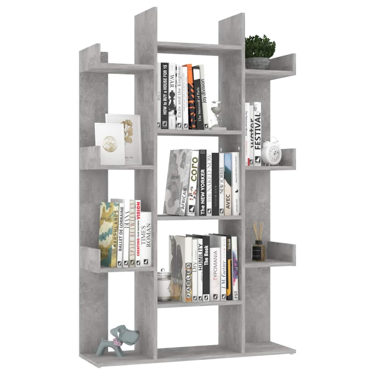 vidaXL Βιβλιοθήκη Γκρι Σκυροδέματος 86x25,5x140 εκ. από Μοριοσανίδα
