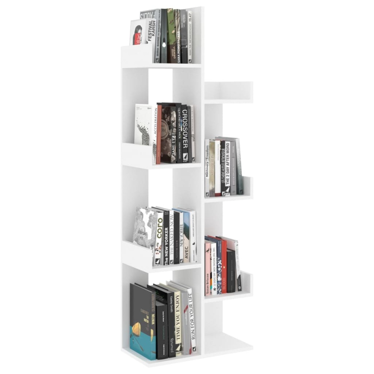 vidaXL Βιβλιοθήκη Λευκή 48 x 25,5 x 140 εκ. από Μοριοσανίδα