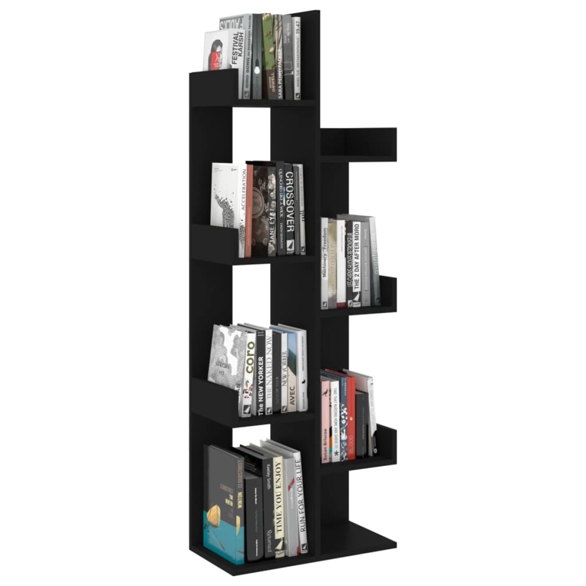 vidaXL Βιβλιοθήκη Μαύρη 48 x 25,5 x 140 εκ. από Μοριοσανίδα