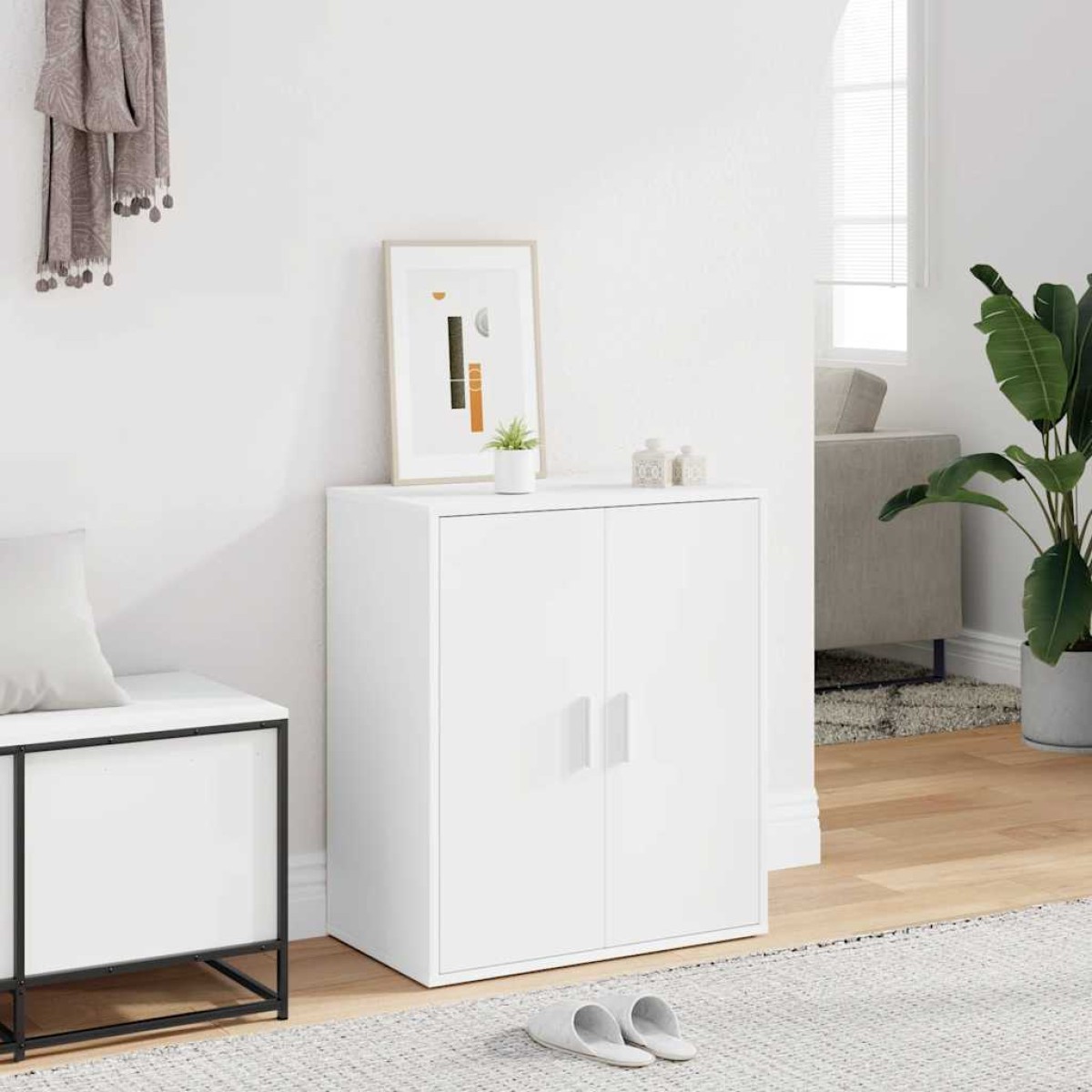 vidaXL Παπουτσοθήκη Λευκή 60 x 35 x 70 εκ. από Μοριοσανίδα