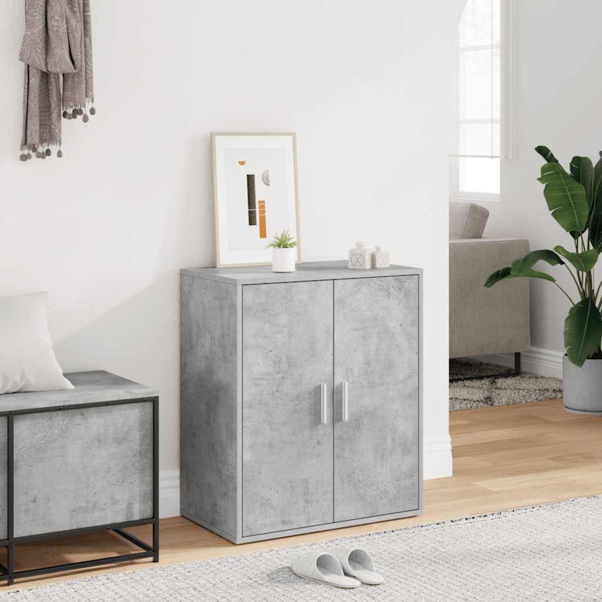 vidaXL Παπουτσοθήκη Γκρι Σκυροδέματος 60 x 35 x 70 εκ. από Μοριοσανίδα