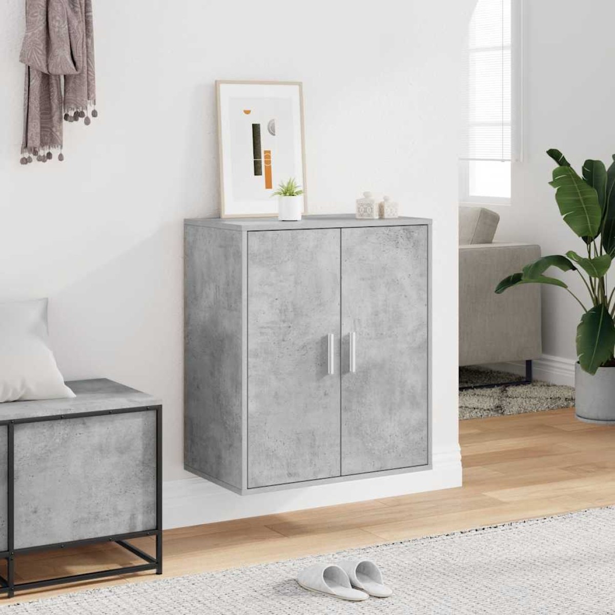 vidaXL Παπουτσοθήκη Γκρι Σκυροδέματος 60 x 35 x 70 εκ. από Μοριοσανίδα