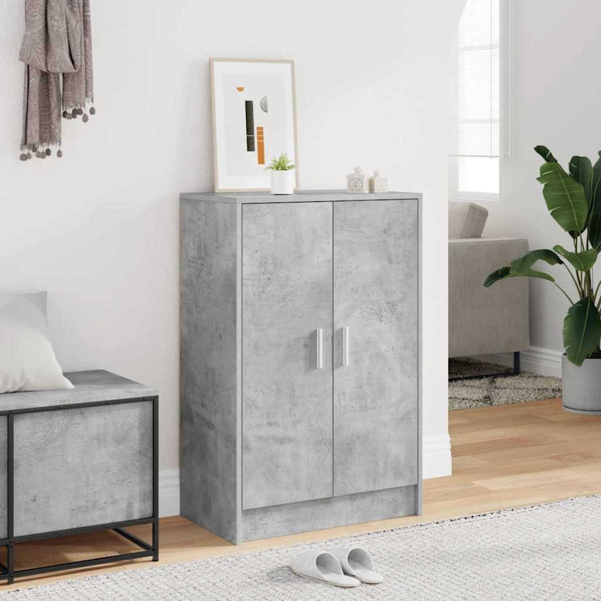 vidaXL Παπουτσοθήκη Γκρι Σκυροδέματος 60 x 35 x 92 εκ. από Μοριοσανίδα