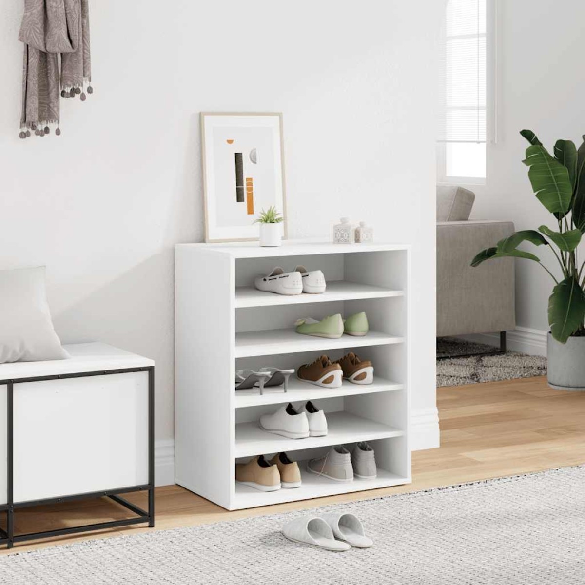 vidaXL Παπουτσοθήκη Λευκή 60 x 35 x 70 εκ. από Μοριοσανίδα