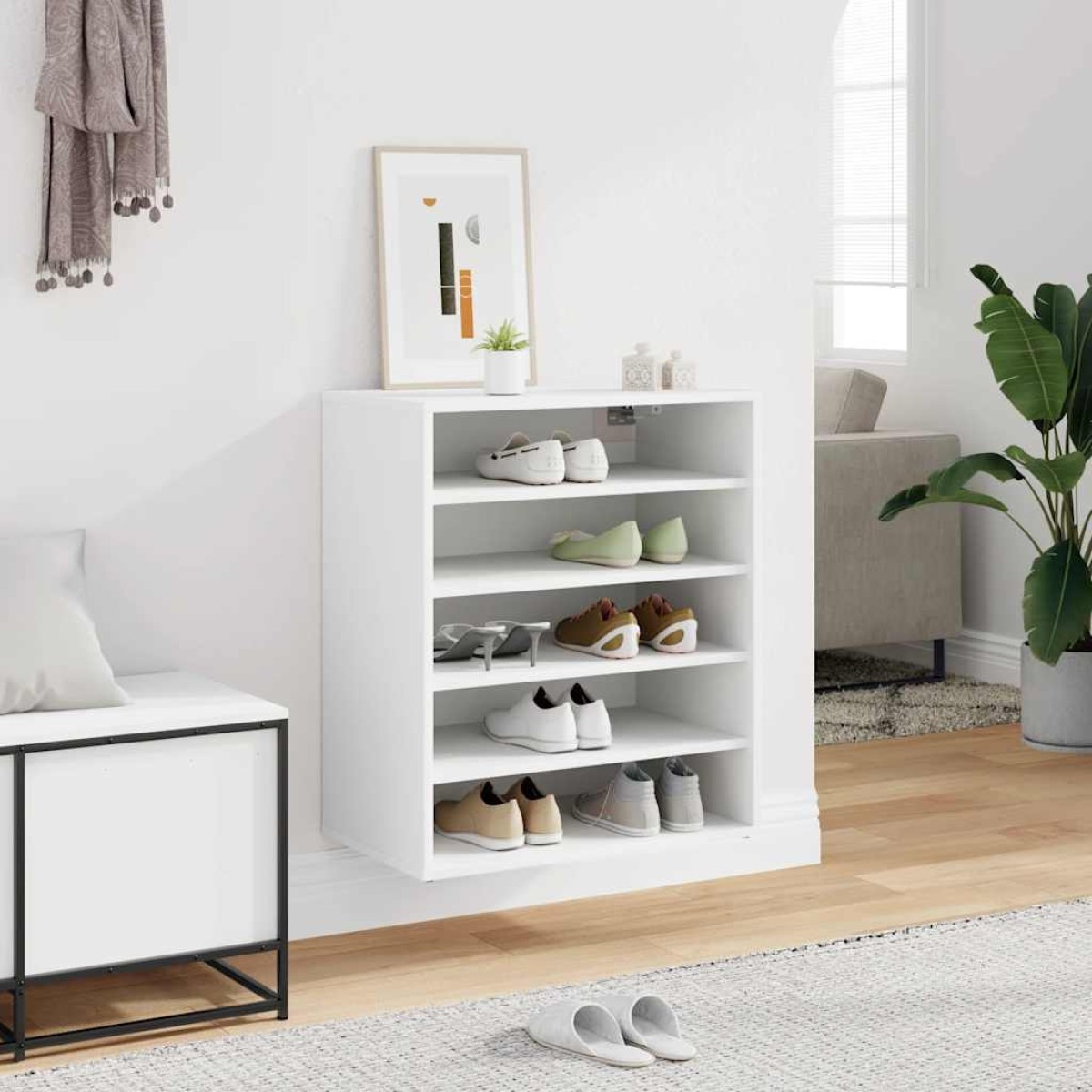 vidaXL Παπουτσοθήκη Λευκή 60 x 35 x 70 εκ. από Μοριοσανίδα