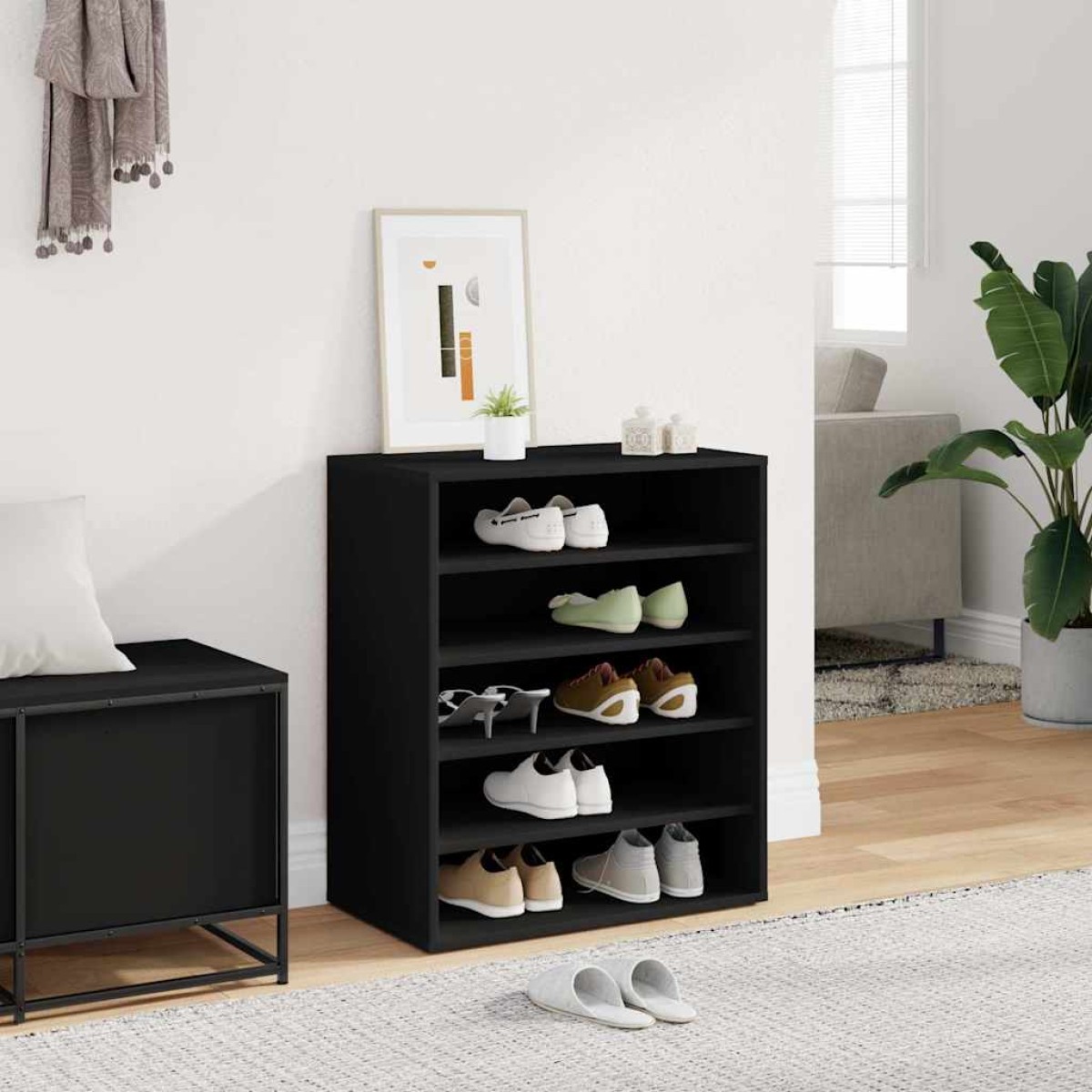 vidaXL Παπουτσοθήκη Μαύρη 60 x 35 x 70 εκ. από Μοριοσανίδα