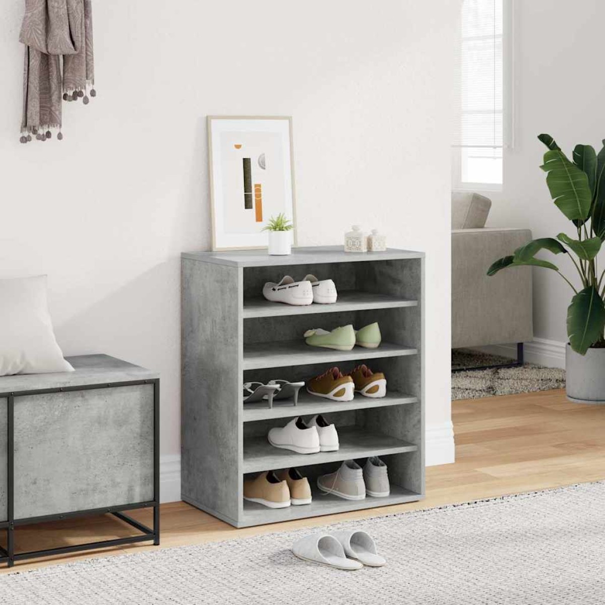vidaXL Παπουτσοθήκη Γκρι Σκυρ. 60 x 35 x 70 εκ. από Μοριοσανίδα