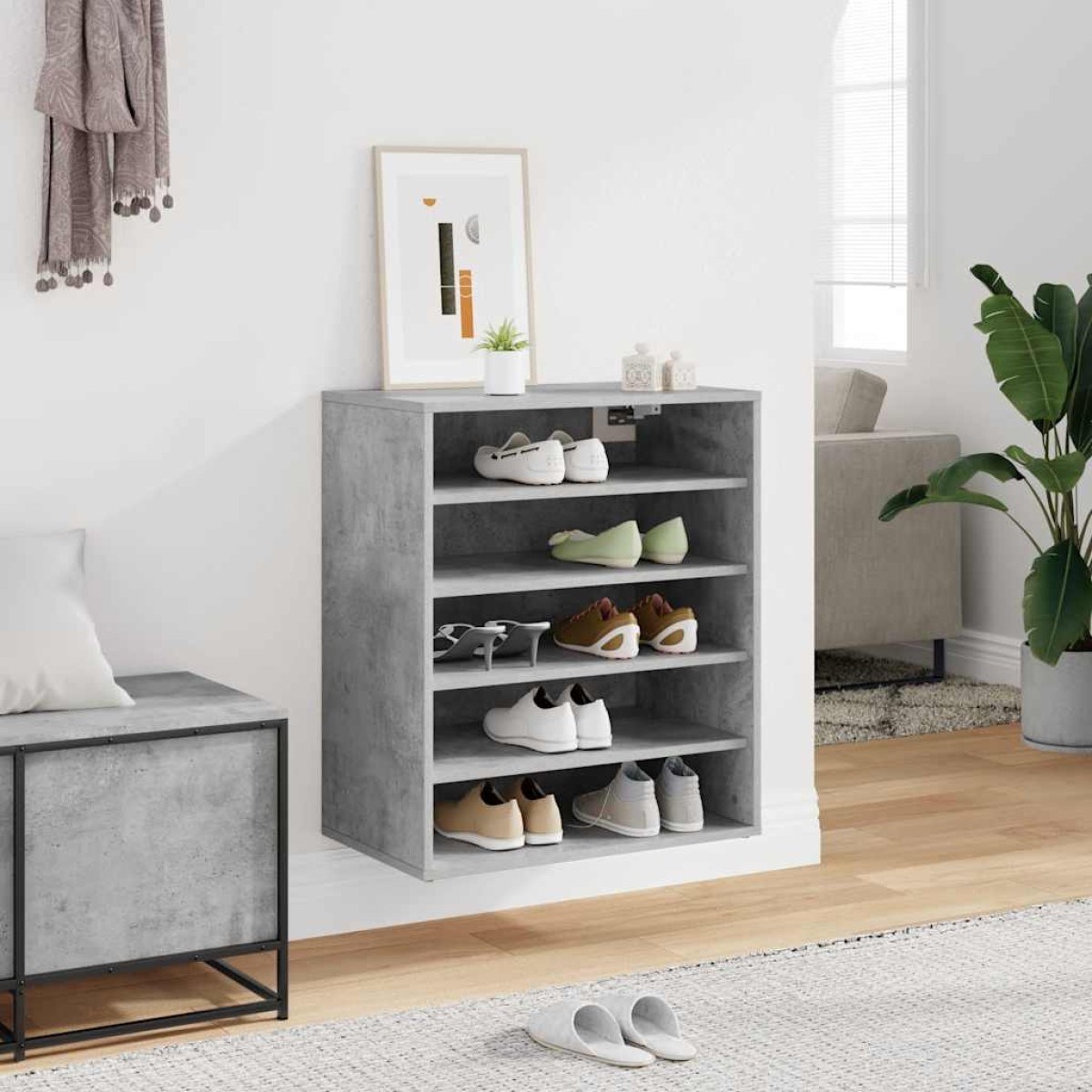 vidaXL Παπουτσοθήκη Γκρι Σκυρ. 60 x 35 x 70 εκ. από Μοριοσανίδα