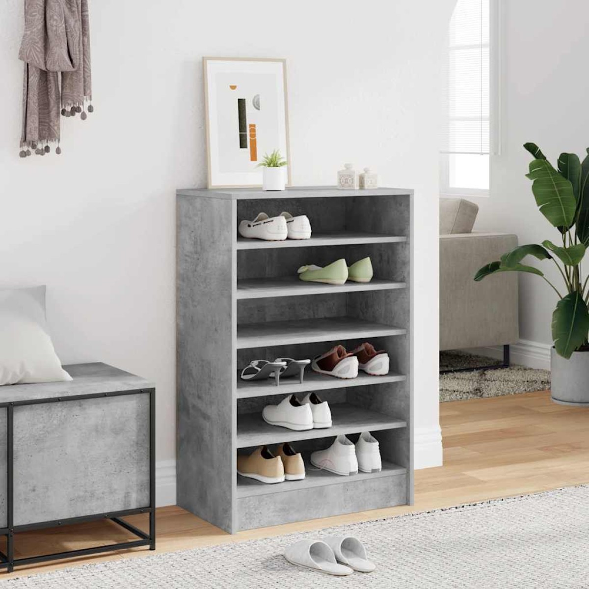 vidaXL Παπουτσοθήκη Γκρι Σκυροδέματος 60 x 35 x 92 εκ. από Μοριοσανίδα