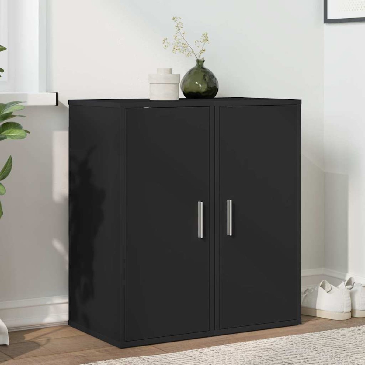 vidaXL Παπουτσοθήκες 2 τεμ. Μαύρες 32 x 35 x 70 εκ. από Μοριοσανίδα