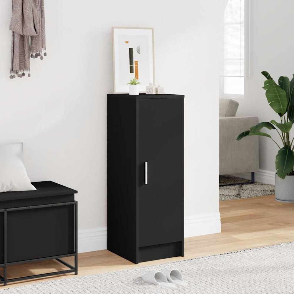 vidaXL Παπουτσοθήκη Μαύρη 32 x 35 x 92 εκ. από Επεξ. Ξύλο
