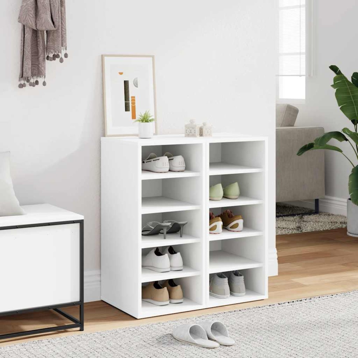 vidaXL Παπουτσοθήκες 2 τεμ. Λευκές 31,5 x 35 x 70 εκ. από Μοριοσανίδα