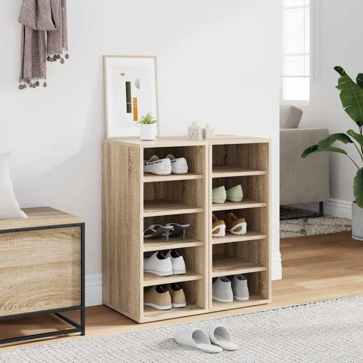 vidaXL Παπουτσοθήκες 2 τεμ. Sonoma Δρυς 31,5x35x70 εκ. από Μοριοσανίδα