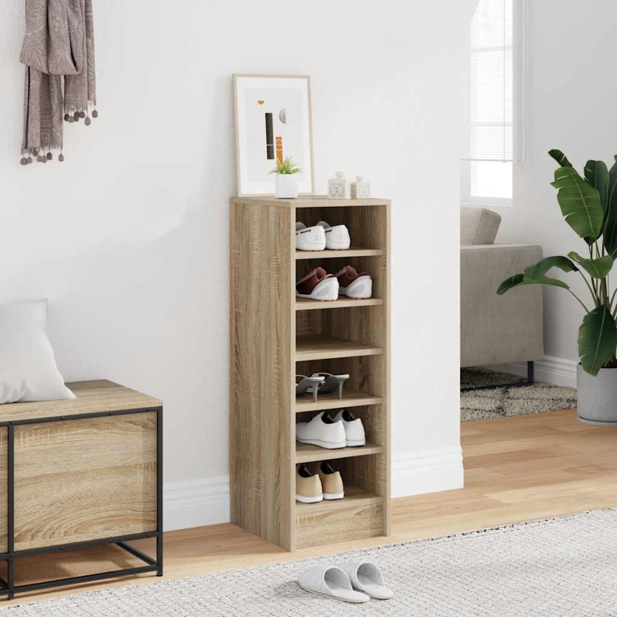 vidaXL Παπουτσοθήκη Sonoma Δρυς 31,5 x 35 x 90 εκ. από Μοριοσανίδα