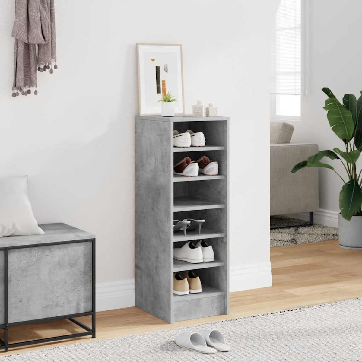 vidaXL Παπουτσοθήκη Γκρι Σκυροδέματος 31,5x35x90 εκ. από Μοριοσανίδα