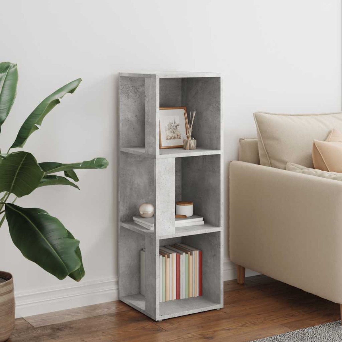 vidaXL Ντουλάπι Γωνιακό Γκρι Σκυροδέματος 33x33x100εκ. από Μοριοσανίδα