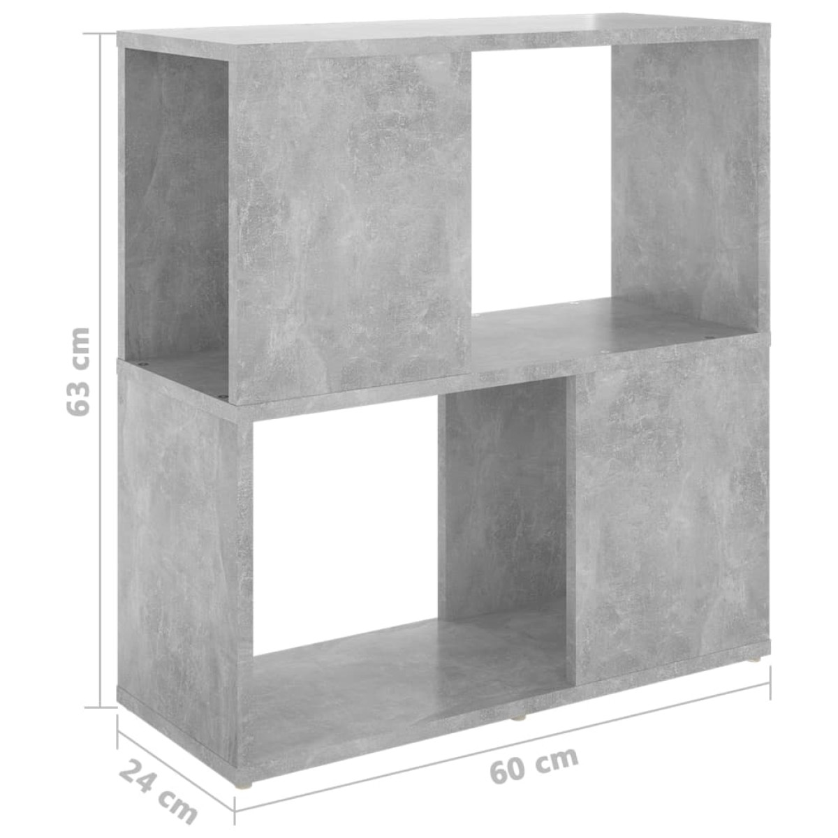vidaXL Βιβλιοθήκη Γκρι Σκυροδέματος 60 x 24 x 63 εκ. από Μοριοσανίδα