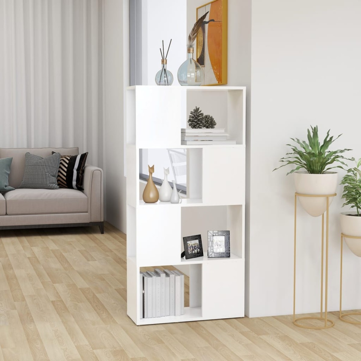 vidaXL Βιβλιοθήκη/Διαχωριστικό Χώρου Λευκό 60x24x124,5 εκ. Μοριοσανίδα